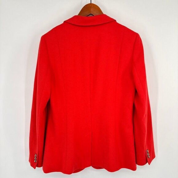 Talbots Womens orange Blazer Jacket Size 10 Cotton Blend crest Button lined - Picture 10 of 14